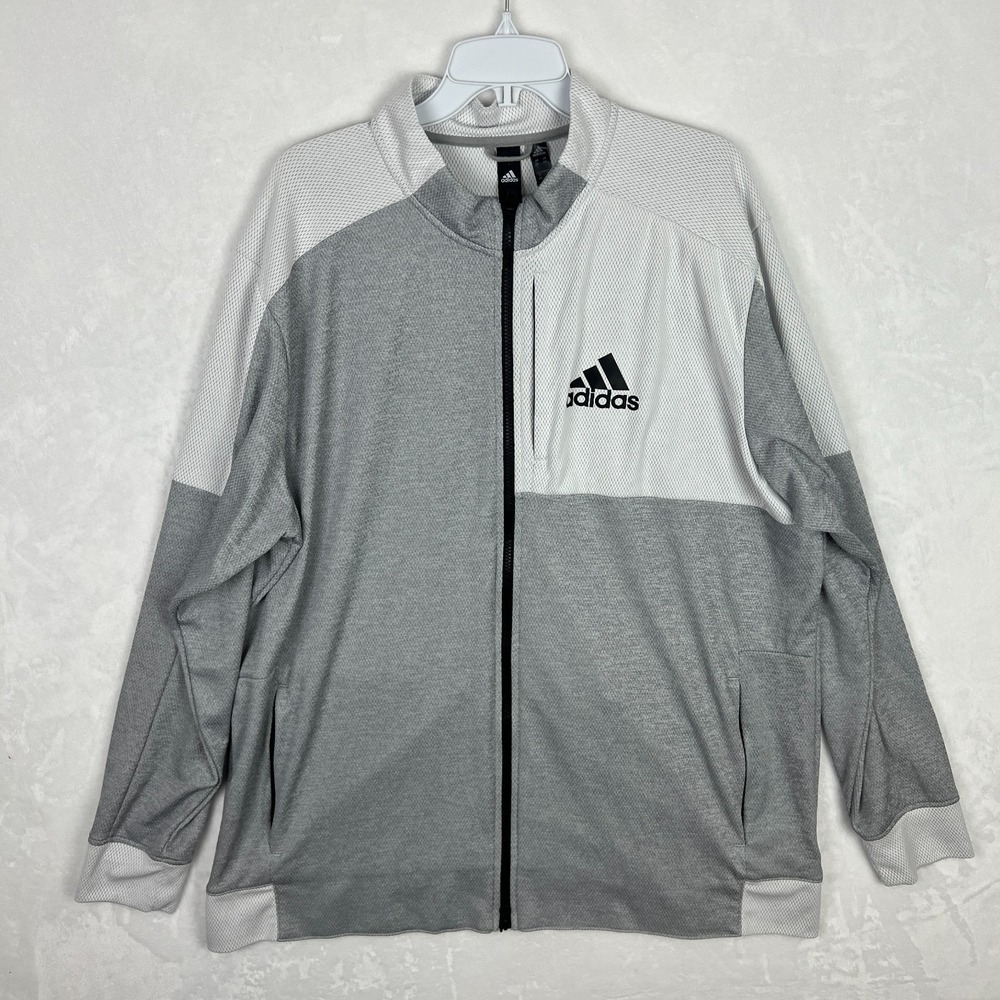 Adidas Full Zip Track Jacket Mens‎ 2XL Team Issue Bomber Gray Colorblock Running